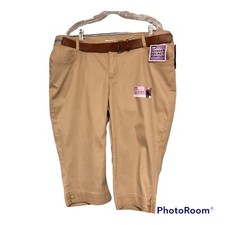 Lee Slender Secret Stretch Midrise Capri Pants Womens Plus 18W Medium Khaki New