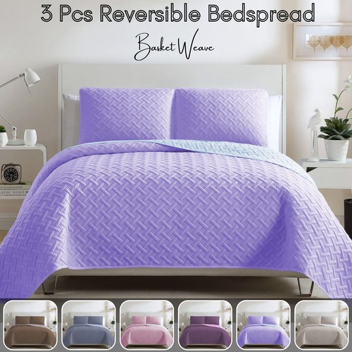 3 STÜCK GESTEPPTE TAGESDECKE GEPRÄGT BETTDECKE SET SINGLE DOUBLE KING SIZE BETTÜBERZUG - Bild 1 von 119