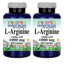 L-Arginine 1000mg 2X100 or 1x200 Free Form by Vitamins Because USA Highest Form