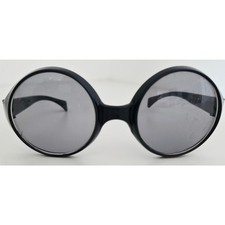 VINTAGE NEW 1970's Black Round Frame with Gray Lens Sunglasses