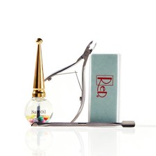 Cuticle Manicure Kit, Nail Care Set with Oil, Nipper, Pusher & 4-Way Buffer f...