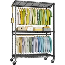 P3 Plus Rolling Clothes Rack, Clothing Racks for Hanging Clothes, Heavy Duty ...