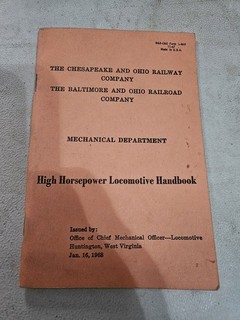 C&O/B&O High Horsepower Locomotive Handbook (1/16/1968)(Used)