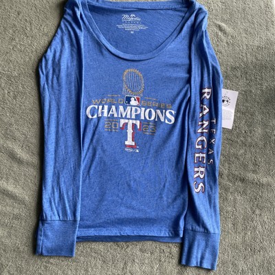 Women's Majestic Threads Royal Texas Rangers 2023 World Series Champions Size M