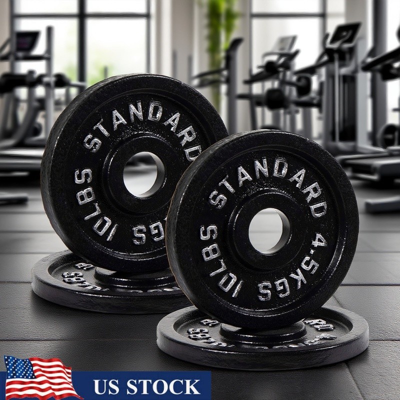 Heavy-Duty 2-Inch Olympic Weight Plates Cast Iron 10LB Set of 4 Powerlifting Gym