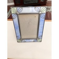 Stained Glass Photo Picture Frame Malden Hand Made Stained Glass Blue Green 6x8