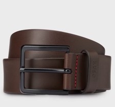 Hugo Boss Brown 100% Leather Mens Belt Thick 95-36 Fits 34” New