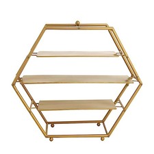21" Gold 3 Tier Hexagon Metal Cupcake Holders Display Stand Party Event Supplies