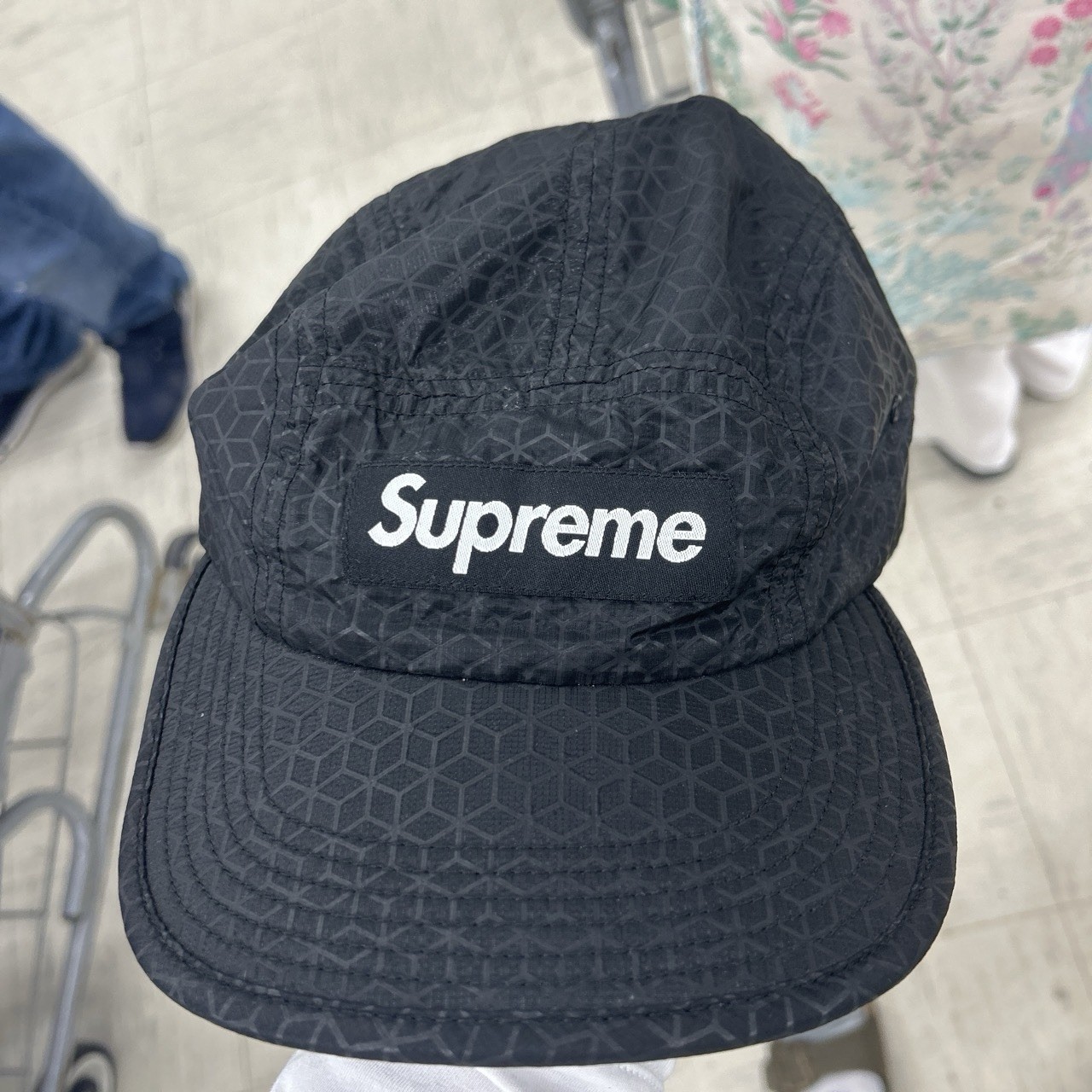 Supreme 5 Panel Black Leather Strap Hat with Box Logo Vintage, Made in USA
