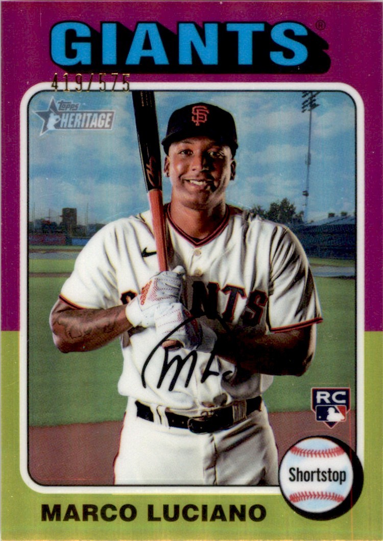 Marco Luciano 2024 Topps Heritage Chrome Refractor RC 419/575 San Francisco