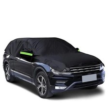 Half Car Cover Waterproof All Weather, Sunproof Windshield Cover for SUV Black