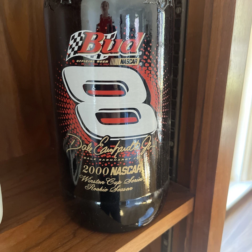 Botella de vidrio Budweiser grande Dale Earnhardt Jr. 8 141/2" 2000 NASCAR Winston Cup Foto 2 de 3