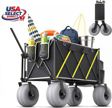 10.5" Balloon Wheels Beach Wagon - Heavy Duty Collapsible Utility Cart
