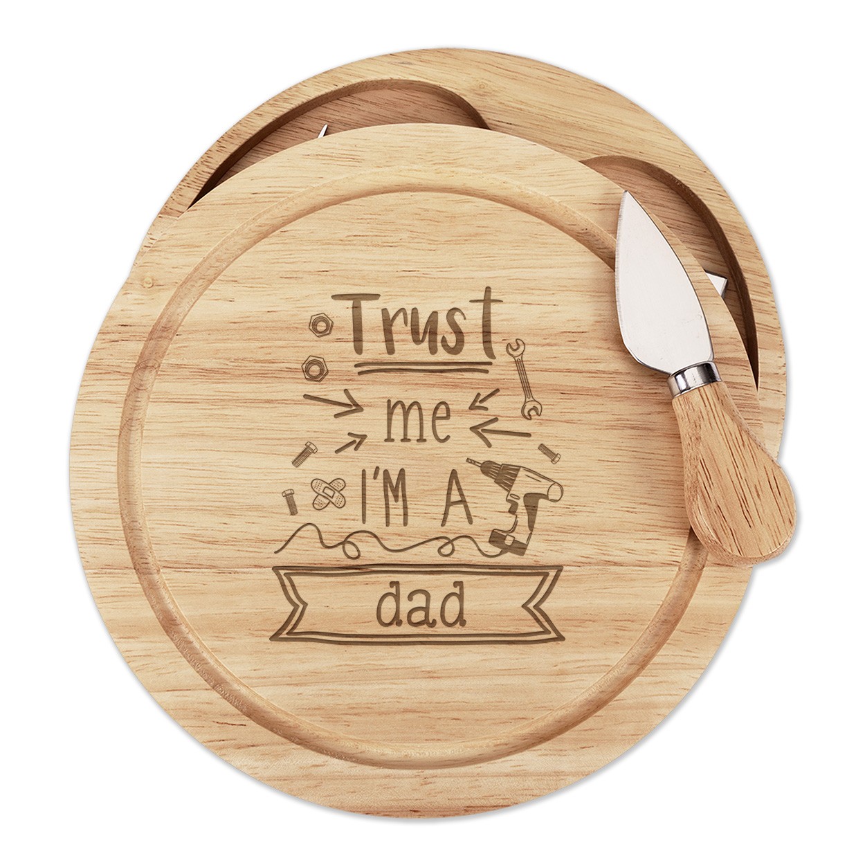 Trust Me I'm A Dad Cheese Board Knife Set Funny Father's Day Love Best