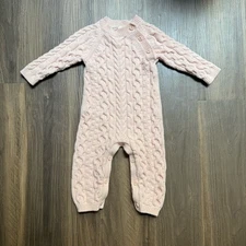 Hope & Henry Cabled Pink  Romper Long Sleeve Size 6-12 Months Organic Cotton