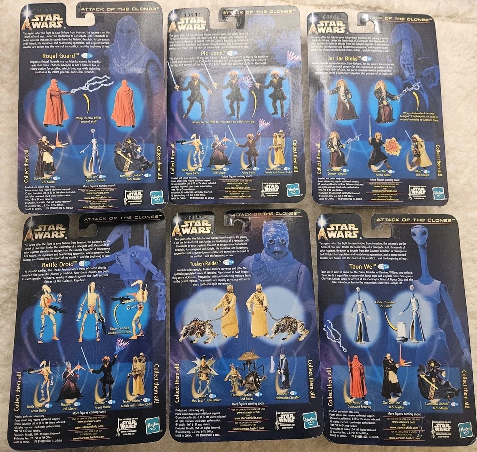 Lot 6 STAR WARS 2002 Attack of the Clones FIGURES Collection 2 Vtg CLEAN CARDS - Image 2 of 4
