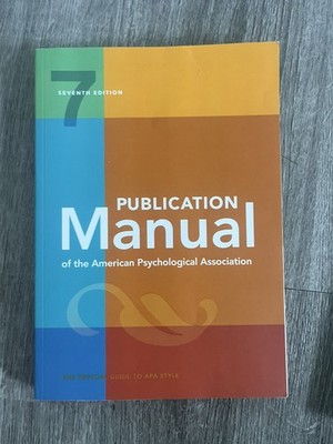 Publication Manual Of The American Psychological Association Seventh Edition
