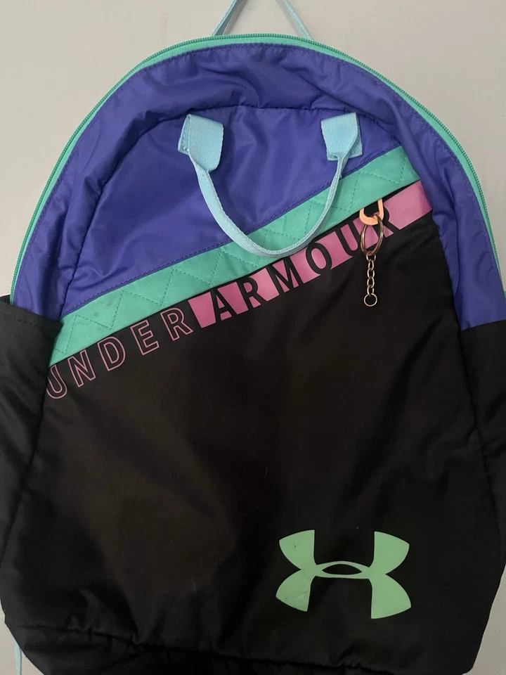 Mochila Unisex Under Armour Retro Estilo Años 80 Púrpura/Negro Hecha en Corea RARA Foto 2 de 4