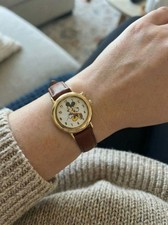 Vintage Disney Mickey Mouse Watch Seiko Quartz Leather Band Original Box SR920W