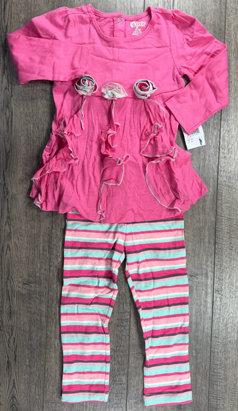 Baby Girl Clothes New BabyGear 24 Month 2pc Pink Ruffle Outfit