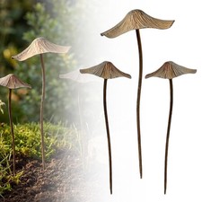 3Pcs/Set Garden Rusty Metal Mushroom Plaque Spooky Outdoor Decoration Sign