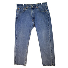 Levis 505 Jeans Mens 36x30 Blue Straight Leg Medium Wash Denim Cotton Classic