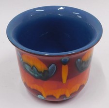 Rare Shape Poole Pottery Jardiniere  Hand Painted In Abstract Volcano High Gloss