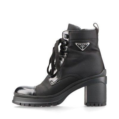 Prada Re Nylon Re Nylon Nylon Short Boots 38 Ladies' Black 708 Wrinkled