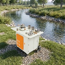 Portable Folding Utility Cart On Wheels Rolling Storage Box W/adjustable Handle