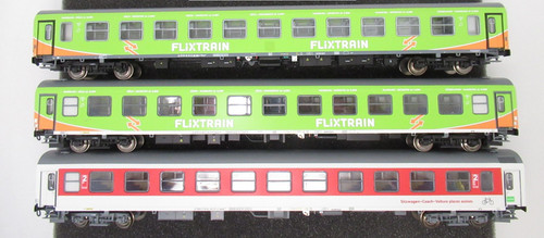 Juego de vagones de tren rápido ACME 55241 2ª clase Flixtrain FLX época VI DC H0 con embalaje original | Zustand: Gebraucht