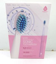 New Pursonic V46588 USB Rechargeable Sonic Toothbrush Pink 3 Modes 12 Heads