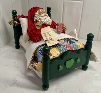 Clothtique Santas Santa in Bed Music Box by Possible Dreams Christmas Holiday