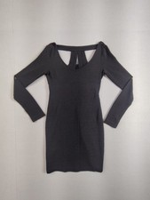 BCBGeneration Women Mini Dress S Black Long Sleeve Cut Out Back Bodycon Party