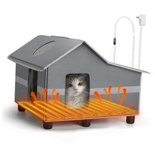 Cat House for Outside, Insulated Cat House with Heating Pad, Elevated Heated