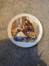 Ironstone Liverpool Road Pottery Ltd Plate Victorian Scene 16cm Gold Edge