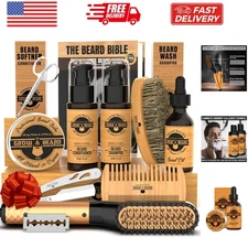 Elevate Your Beard Game:  Straightener Kit with Natural Growth Oil & Balm