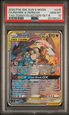 PSA 10 Reshiram & Zekrom GX 235 SR Pokemon IDN Tag Team Collection