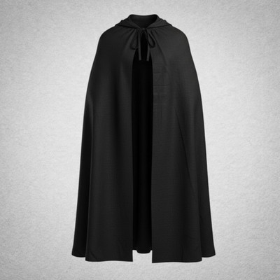 Mittelalter Cape schwarz Baumwolle Kapuze LARP Medieval Hooded Cloak Cosplay