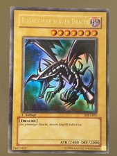 Rotäugiger Schwarzer Drache 1. Auflage SDJ-001 Ultra Rare Yugioh Deutsch GD