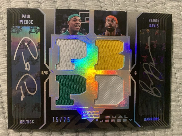 PAUL PIERCE / BARON DAVIS 2006 UPPER DECK BLACK DUAL JERSEY AUTO #’ed /25