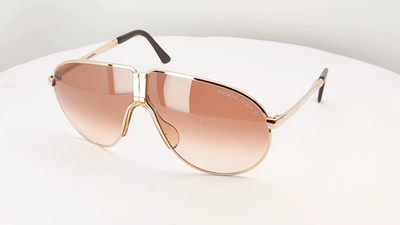 ポルシェデザイン CARRERA 5637 41 ダブルブリッジ ティア 袋付 Authentic Porsche Design 5622 Folding Sunglasses Gold Frame