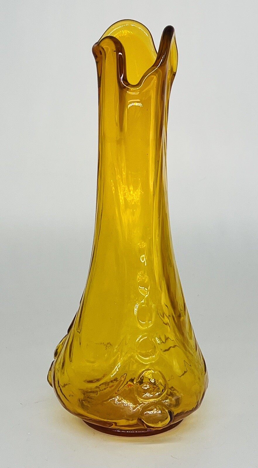 Vintage Amber Swung Vase Drape And Bubbles Bumps 9 1/2” eBay