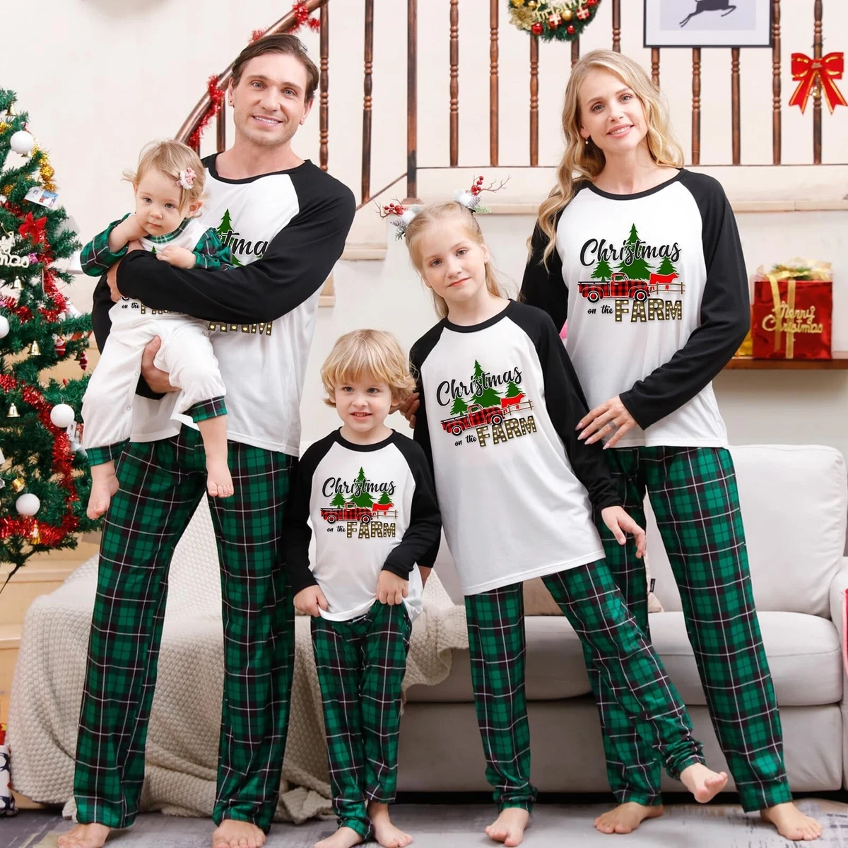 UK Christmas PJs Pyjamas Family Matching Adult Kids Xmas The Grinch Pajamas Set