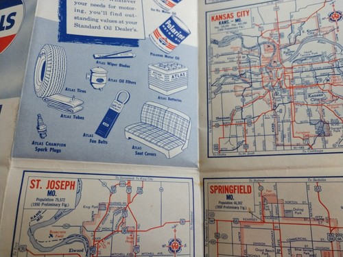 Lote 8 mapas de carreteras vintage de Estados Unidos estándar petróleo Golfo AAA FL GA AL IL MI 40s 50s - Imagen 5 de 23