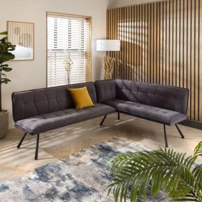 Quatropi Modern Left-Hand Kitchen Corner Dining Bench Seat Grey - Image 1 of 4