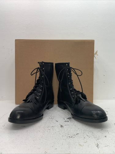 New Men’s Black Lace Up J Chisholm Cowboy Boots. 02000 12 D. 10-62 - Picture 3 of 8