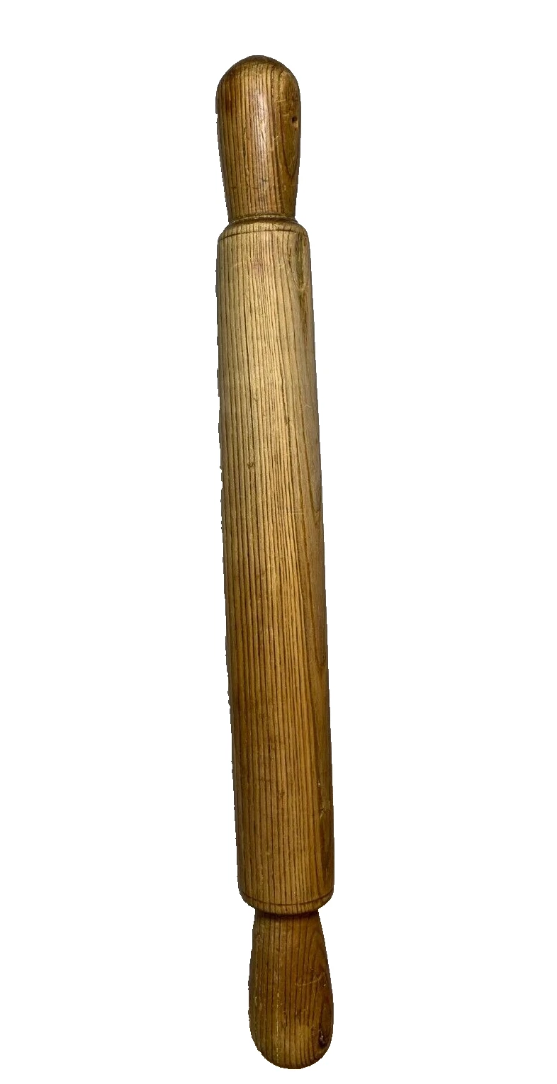 Antique OLD Solid Wood Wooden 20"L Rolling Pin LIFETIME OF USE Grains Exposed!!