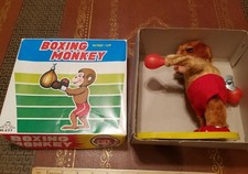 vintage tin wind up boxing monkey made in japan in box tin toy lot