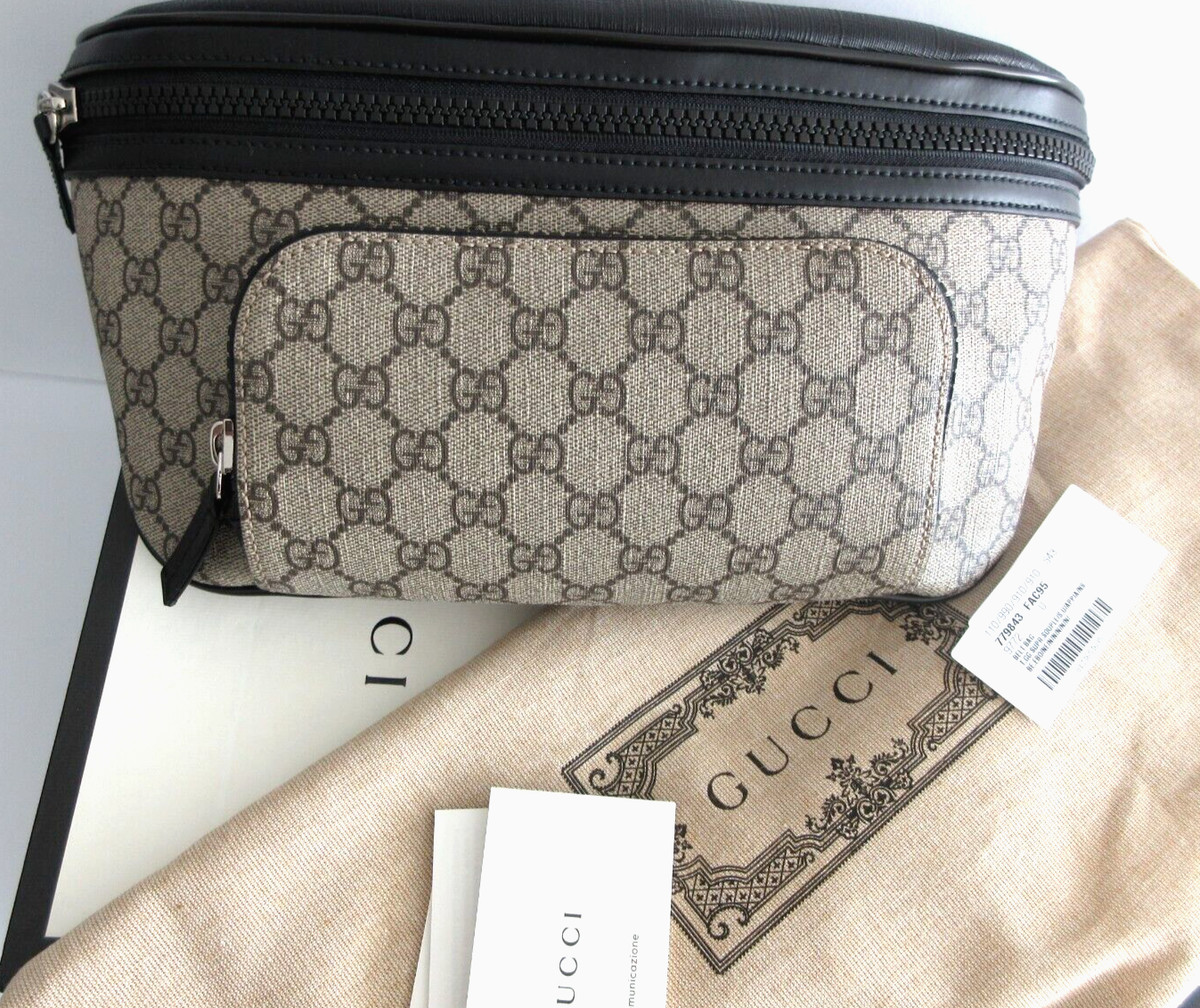 NEW GUCCI GG Supreme Monogram Belt Bag Ebony Rare X-Large Size 