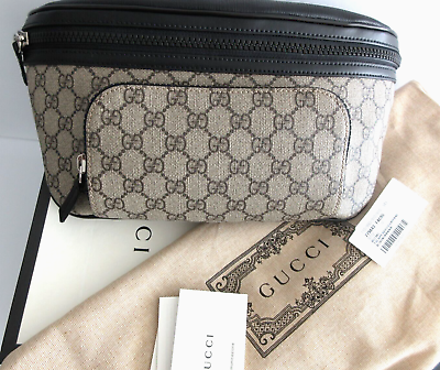 GUCCI GG Supreme Monogram Belt Bag Ebony New Large Size GUCCI GG Supreme Monogram Belt Bag Ebony New Large Size